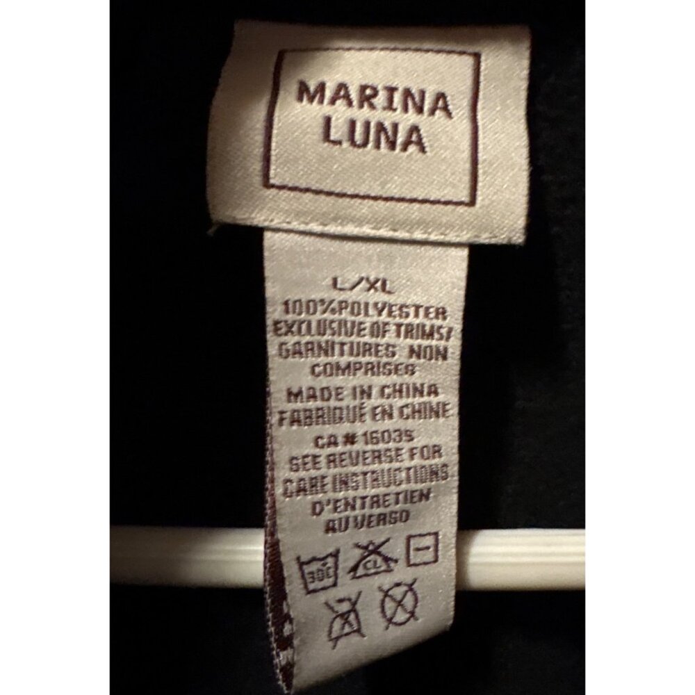 Marina Luna Cape Coat Size L/XL Houndstooth Black & White Faux Fur Collar Snaps - Picture 6 of 11